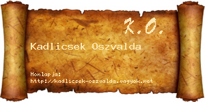 Kadlicsek Oszvalda névjegykártya